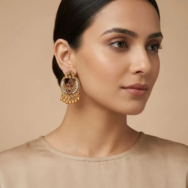Maroon_And_Golden_Alloy_Round_Stud_Peacock_Earring_For_Women_And_Girls