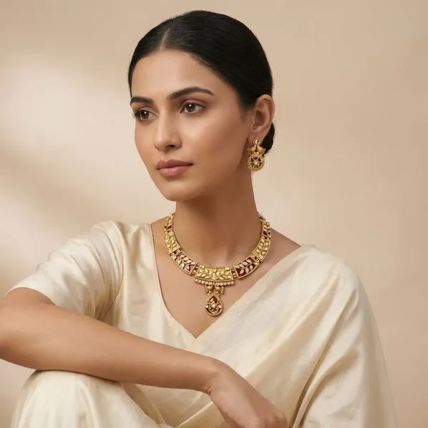 Golden_Finish_Alloy_Elegant_Necklace_With_Kundan_Work_For_Women_And_Girls