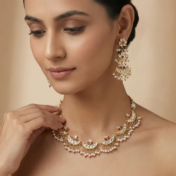 Golden_Finish_Alloy_Elegant_Moti_Necklace_For_Women_And_Girls