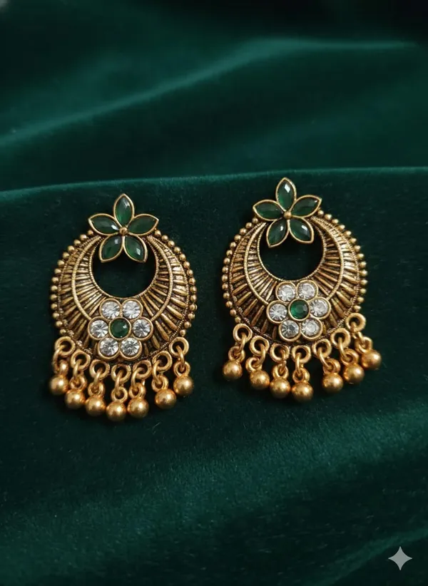 Green_Golden_Finish_Alloy_Round_Stud_Flower_Earring_For_Women_And_Girls