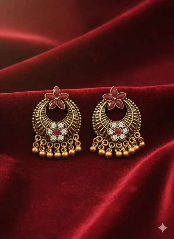 Red_Golden_Finish_Alloy_Round_Stud_Flower_Earring_For_Women_And_Girls