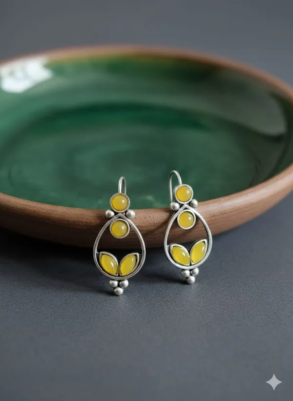 Yellow_Silver_Finish_Alloy_Small_Stone_Stud_Earring_For_Women_And_Girls