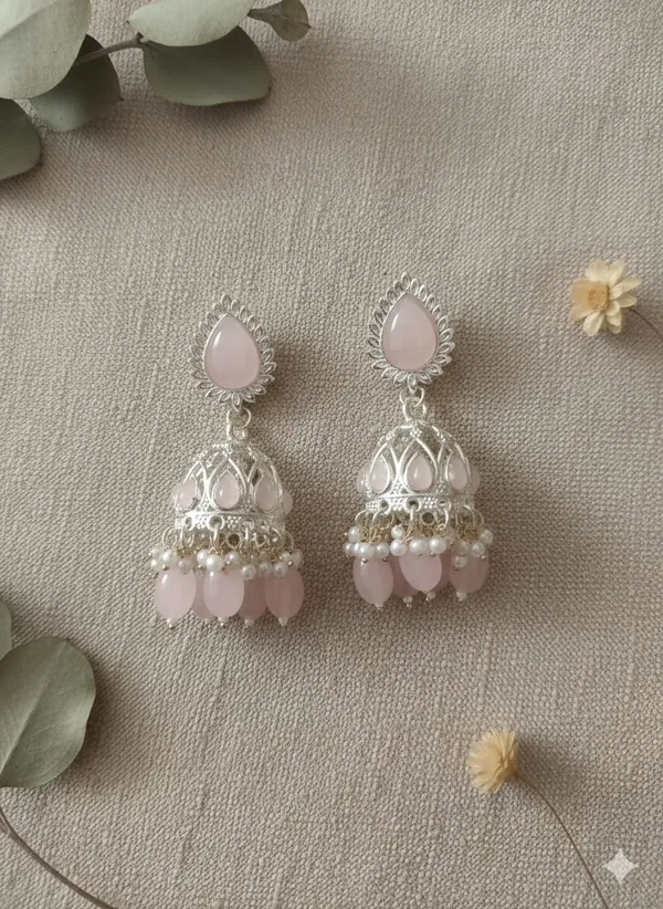 Baby_Pink_Silver_Finish_Alloy_Kundan_Jhumki_For_Women_And_Girls