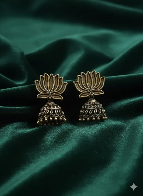 Golden_Finish_Alloy_Lotus_Jhukmi_For_Women_And_Girls