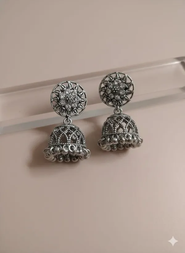 Silver_Tone_Alloy_Jhumki_For_Women_And_Girls