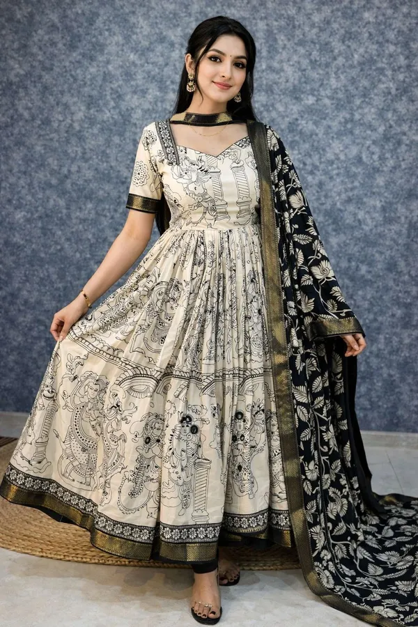 Bigboss_Ritu_choudhary_Ivory_kalamkari_Anarkali