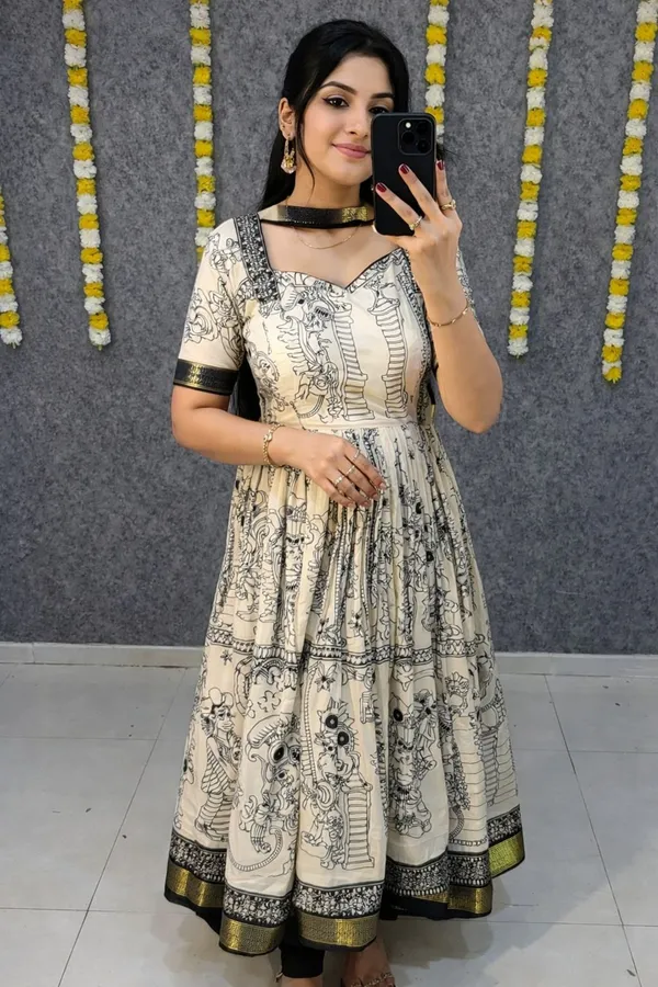 Bigboss_Ritu_choudhary_Ivory_kalamkari_Anarkali