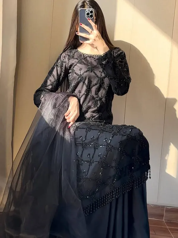 Black_Designer_Heavy_Embroidery_Sequence__Sharara_Set_For_Weddings_&_Party_Wear