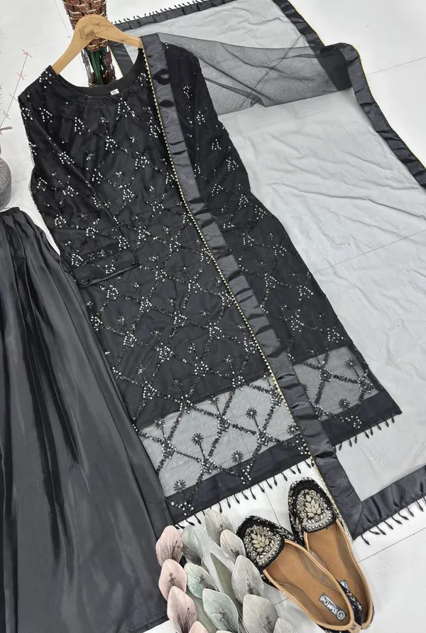 Black_Designer_Heavy_Embroidery_Sequence__Sharara_Set_For_Weddings_&_Party_Wear