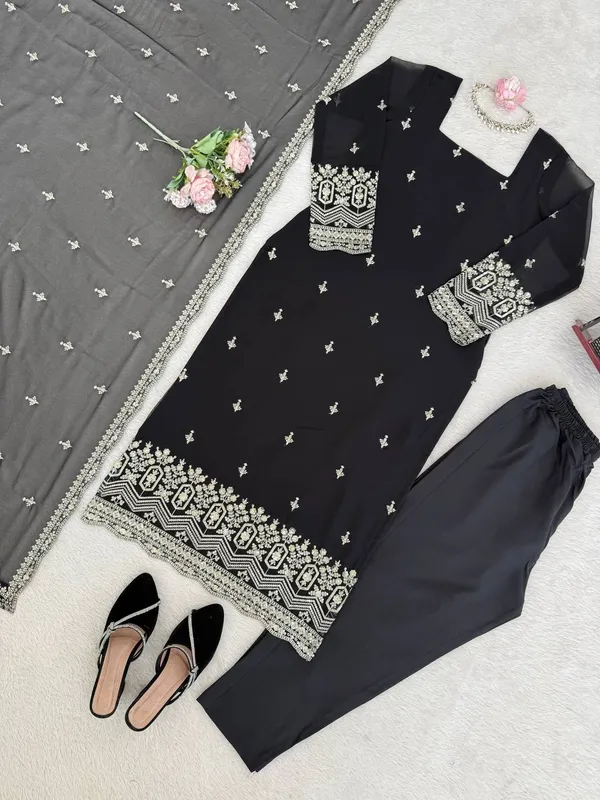 Black_Premium_Embroidered_Kurti_Set_with_Pant_&_Dupatta