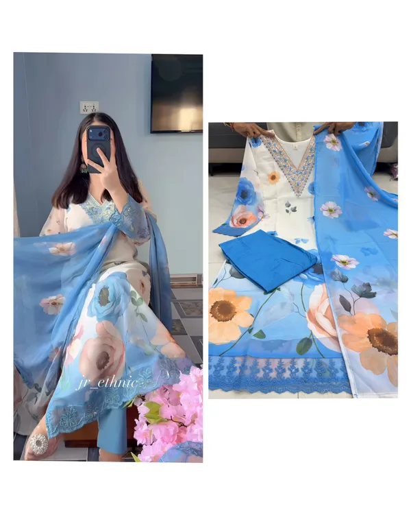 Blue_&_Cream_Designer_Premium_Orange_Chiffon_3_Piece_Set