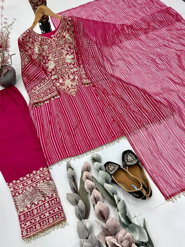 Deep_Plum_Designer_Heavy_Embroidery_Sequence_Fancy_Patch_Work_With_Plazzo_Suit_Set