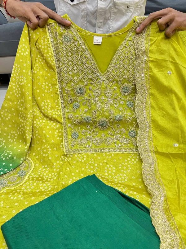 Lime_Green_Side_Pocket_Designer_Pure_Russian_Silk_Suit_Set
