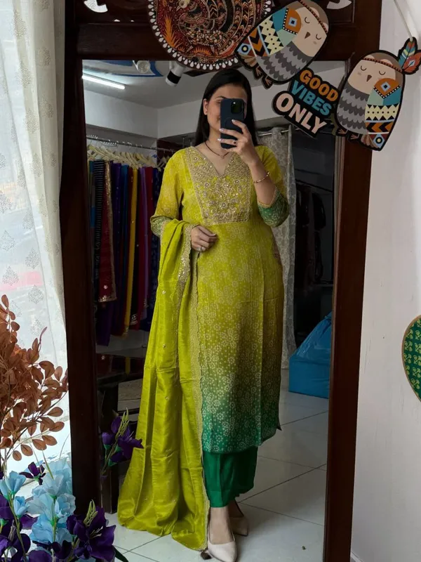 Lime_Green_Side_Pocket_Designer_Pure_Russian_Silk_Suit_Set