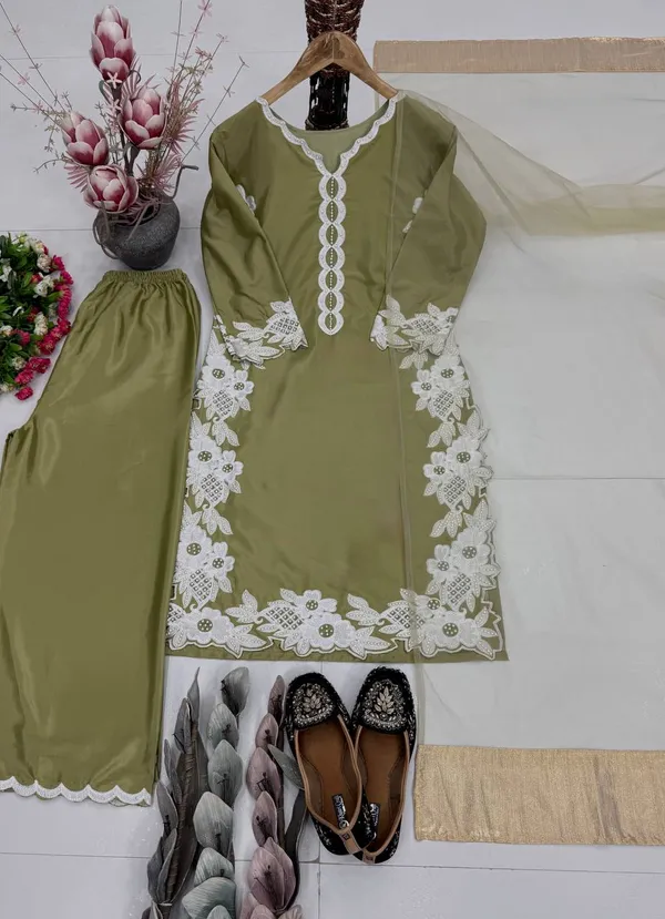 PISTA_GREEN_DESIGNER_HEAVY_TOP_PLAZZO_SUIT_SET