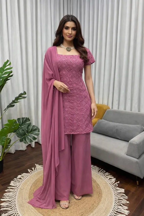 Pink_Heavy_Faux_Georgette_Sharara_Suit_Set