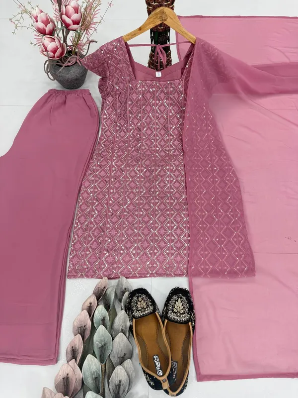 Pink_Heavy_Faux_Georgette_Sharara_Suit_Set