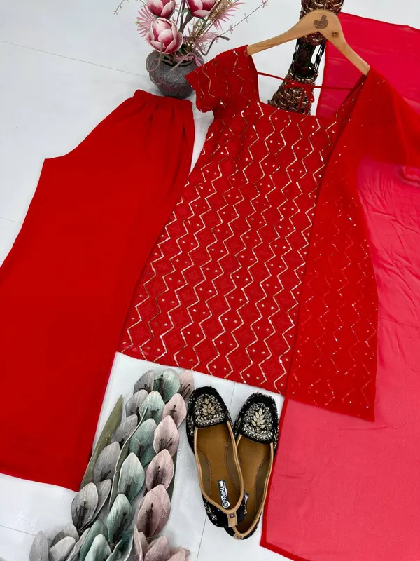 Red_Heavy_Faux_Georgette_Sharara_Suit_Set