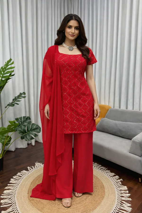 Red_Heavy_Faux_Georgette_Sharara_Suit_Set