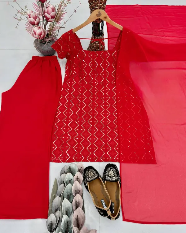 Red_Heavy_Faux_Georgette_Sharara_Suit_Set