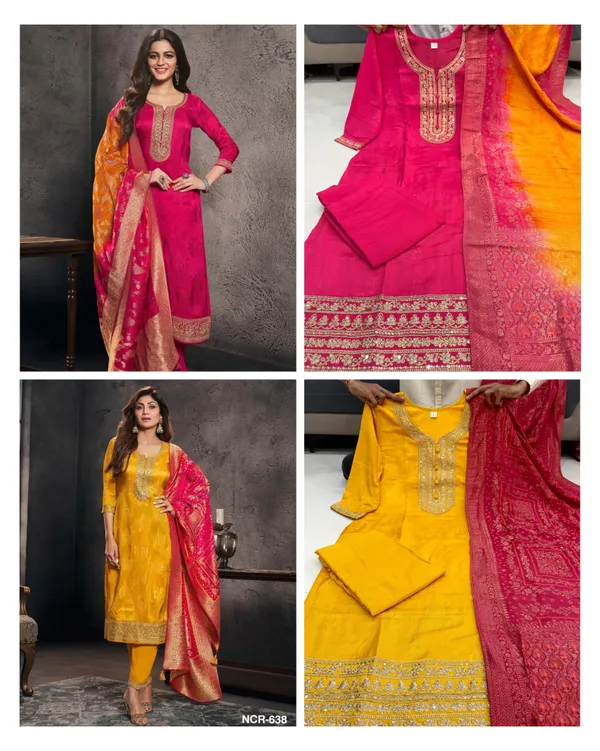 Royal_Magenta_Designer_Pure_Banarasi_Jequard_Top_With_Pent_&_Dupatta__Set