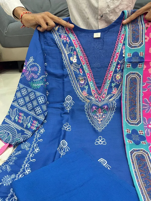 Shilpa_Shetty_Royal_Blue_Premium_Russian_Silk_Kurti_Set