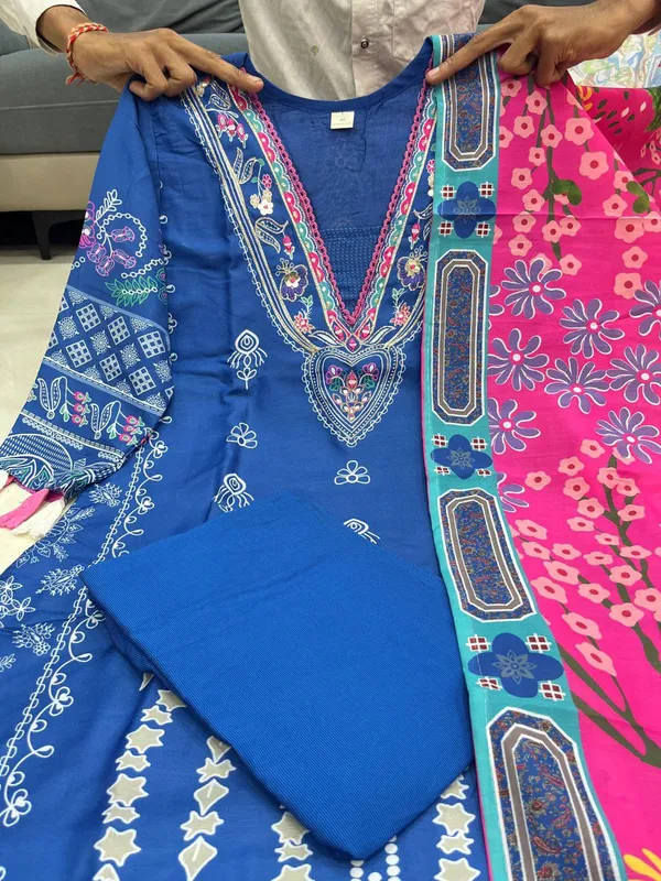 Shilpa_Shetty_Royal_Blue_Premium_Russian_Silk_Kurti_Set