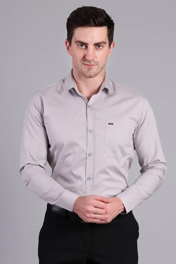 Calvery_tweel_Light_Grey_Cotton_Formal_Long_Sleeve_Shirt_For_Men