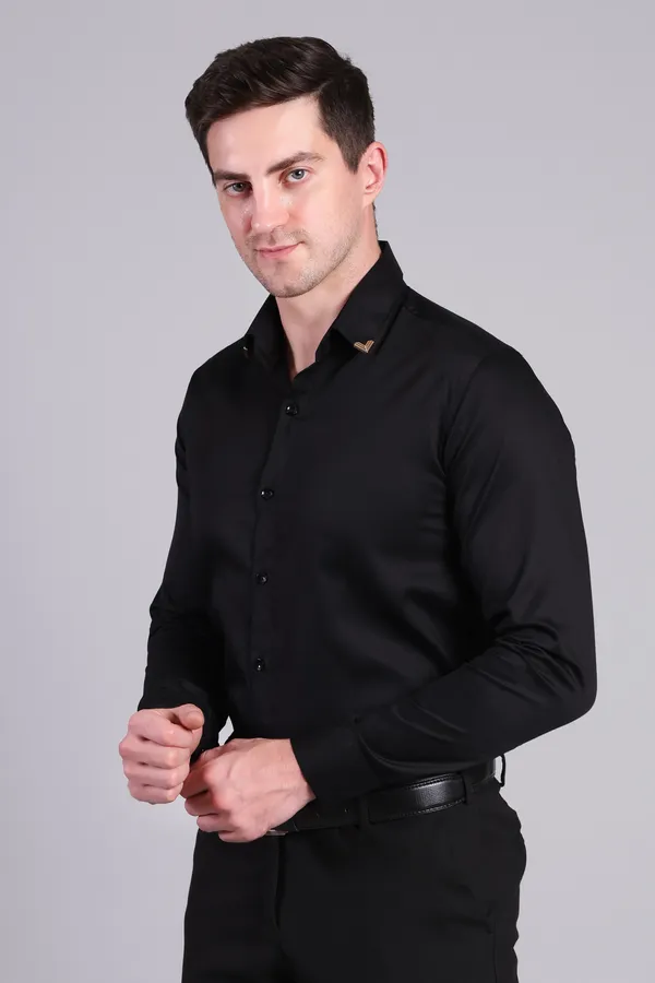 Black_Satin_Formal_Full_Sleeve_Shirt_With_Collar_Pin_Detail_For_Men