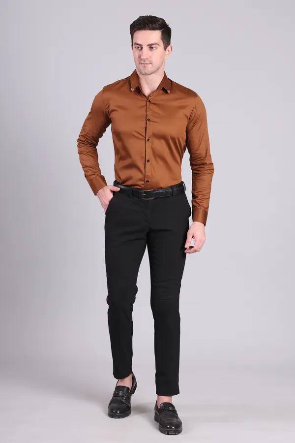 Brown_Satin_Formal_Long_Sleeve_Shirt_For_Men