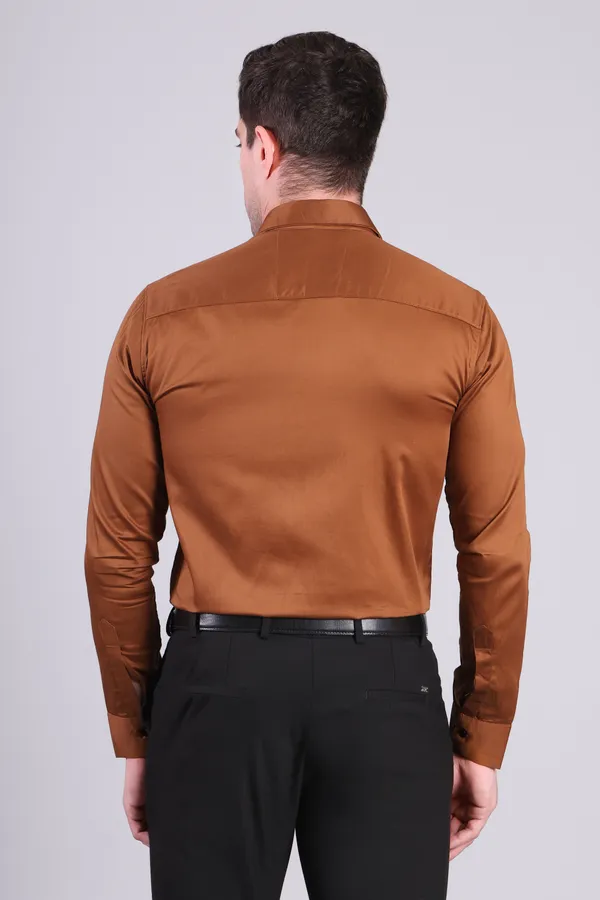 Brown_Satin_Formal_Long_Sleeve_Shirt_For_Men