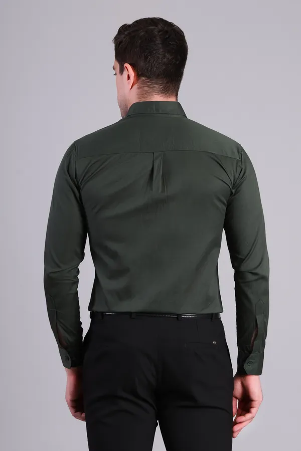 White_Formal_Shirt_With_Black_Button_Detailing_For_Men_And_Olive_Green_Full_Sleeve_Formal_Shirt_For_Men_Combo_Pack_Of_2
