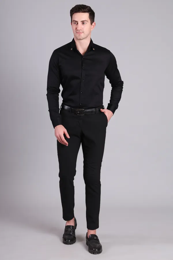 Black_Satin_Formal_Full_Sleeve_Shirt_With_Collar_Pin_Detail_For_Men