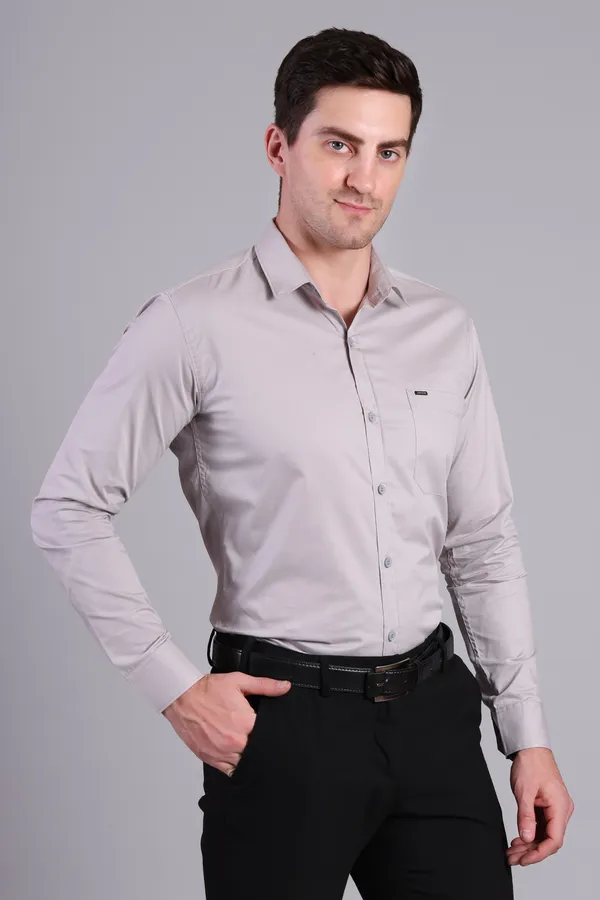 Calvery_tweel_Light_Grey_Cotton_Formal_Long_Sleeve_Shirt_For_Men