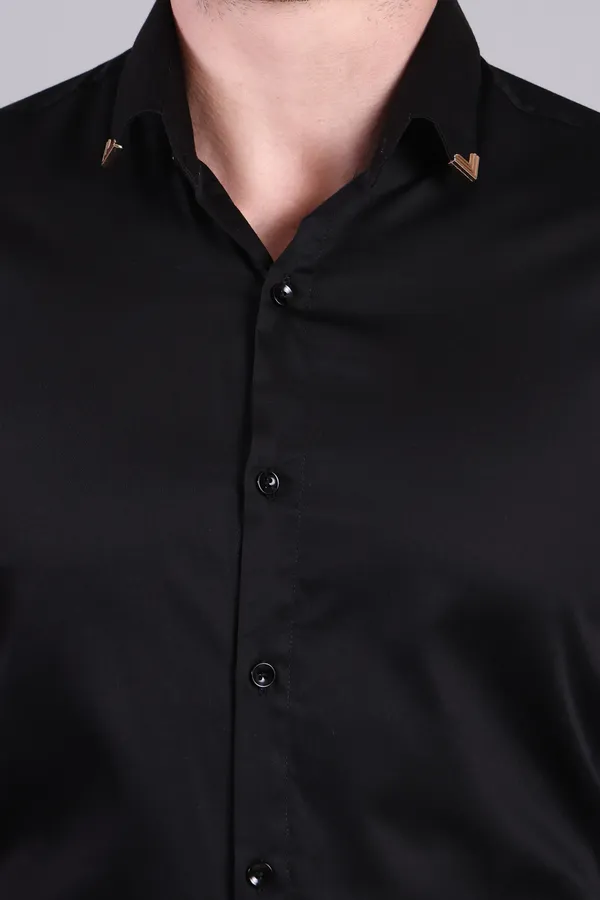 Black_Satin_Formal_Full_Sleeve_Shirt_With_Collar_Pin_Detail_For_Men