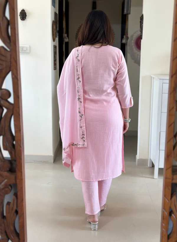 Pink_Cotton_Slub_Floral_Printed_Kurta_Set_With_Dupatta_For_Women