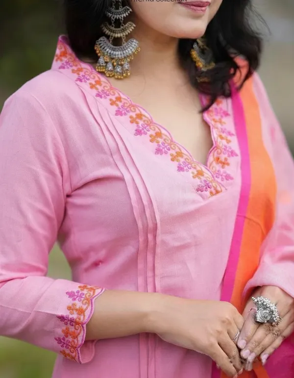 Pink_Cotton_Slub_Floral_Printed_Kurta_Set_With_Dupatta_For_Women
