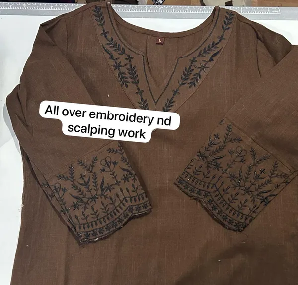 Brown_Cotton_Regular_Kurta_Set_For_Women