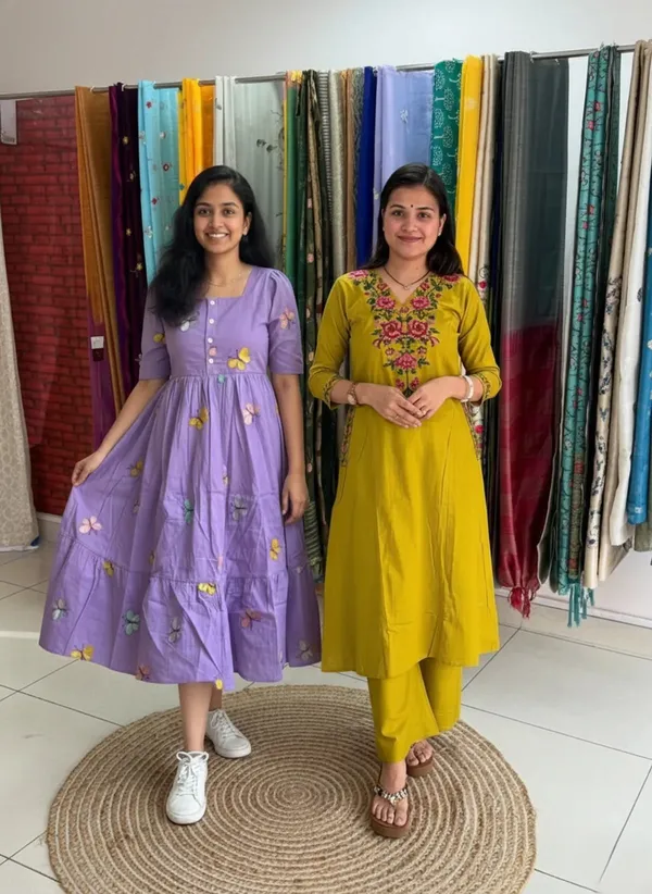 Yellow_And_Purple_Pure_Cotton_Embroidered_Kurta_For_Women_Pack_Of_2