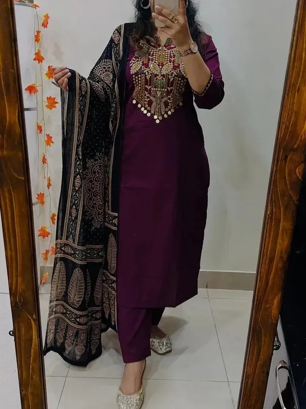 Purple_Cotton_Slub_Floral_Printed_Kurta_Set_With_Dupatta_For_Women