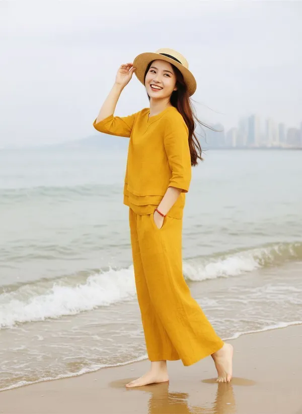 Yellow_Cotton_Blend_Relaxed_Fit_Co_Ord_Set_For_Women