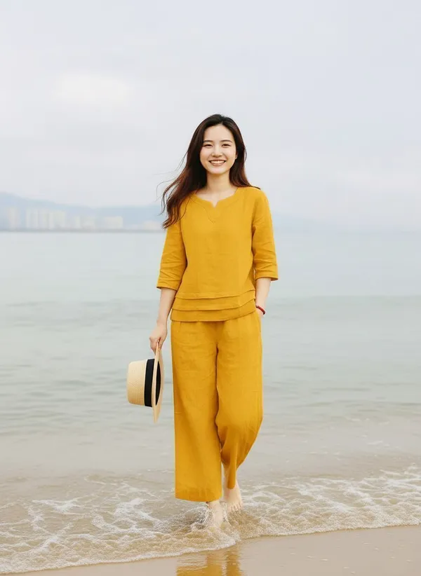 Yellow_Cotton_Blend_Relaxed_Fit_Co_Ord_Set_For_Women