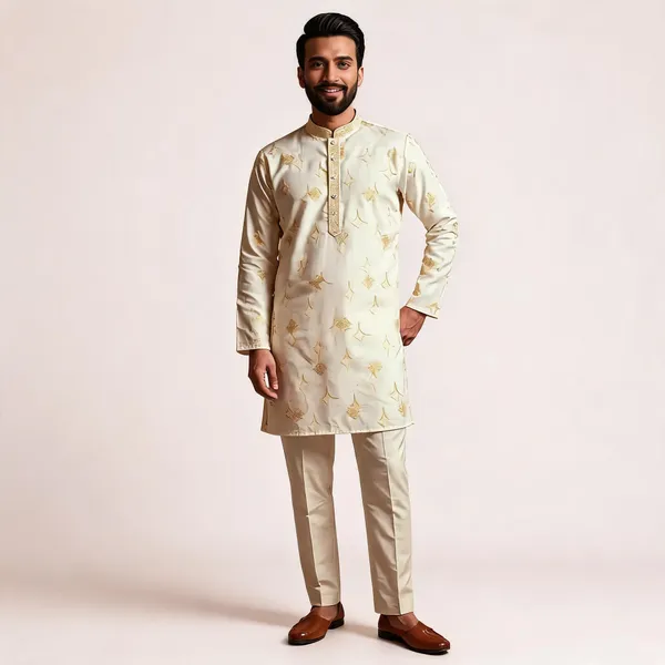 Ivory_Star_Silk_Straight_Printed_Kurta_Pajama_Set_For_Men