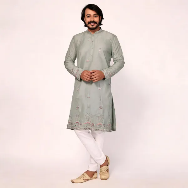 Sage_Green_Cotton_Straight_Embroidered_Kurta_Set_For_Men