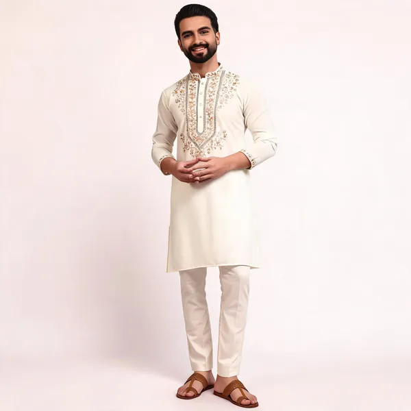 Off_White_Viscose_Silk_Straight_Embroidered_Kurta_Pajama_Set_For_Men