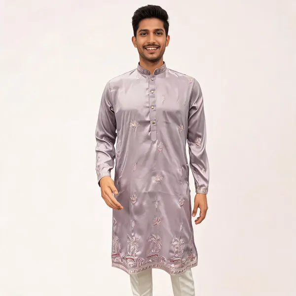 Lavender_Star_Silk_Straight_Embroidered_Kurta_For_Women