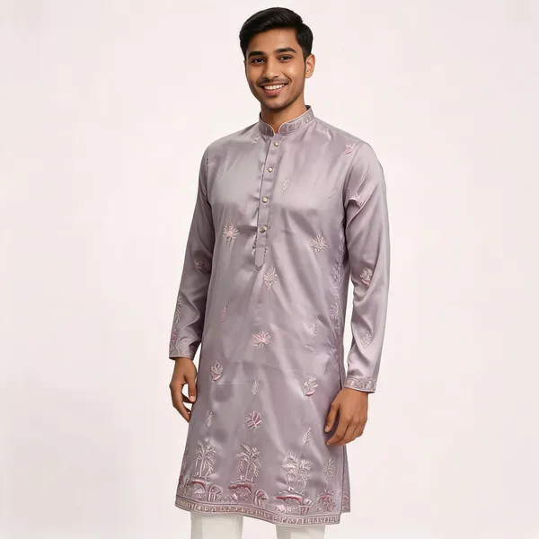 Lavender_Star_Silk_Straight_Embroidered_Kurta_For_Women