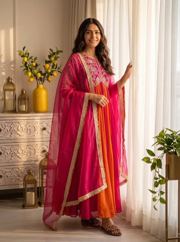 Launching_New_Party_Wear_Look_Pur_Nc_Moss_Gown,Dupatta_&_Bottom_Set