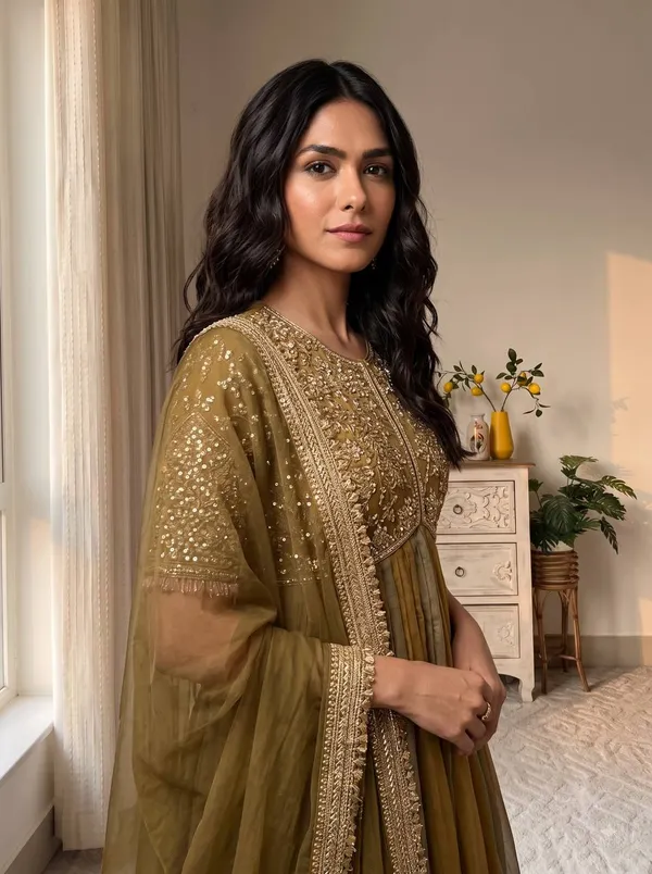 Launching_New_Party_Wear_Look_Pur_Nc_Moss_Gown,Dupatta_&_Bottom_Set