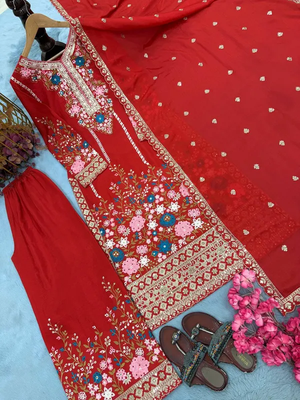 Launching_New_designer_Party_Wear_Look_Pur_Chinon_Silk_Top_Plazzo_&_Dupatta_Set
